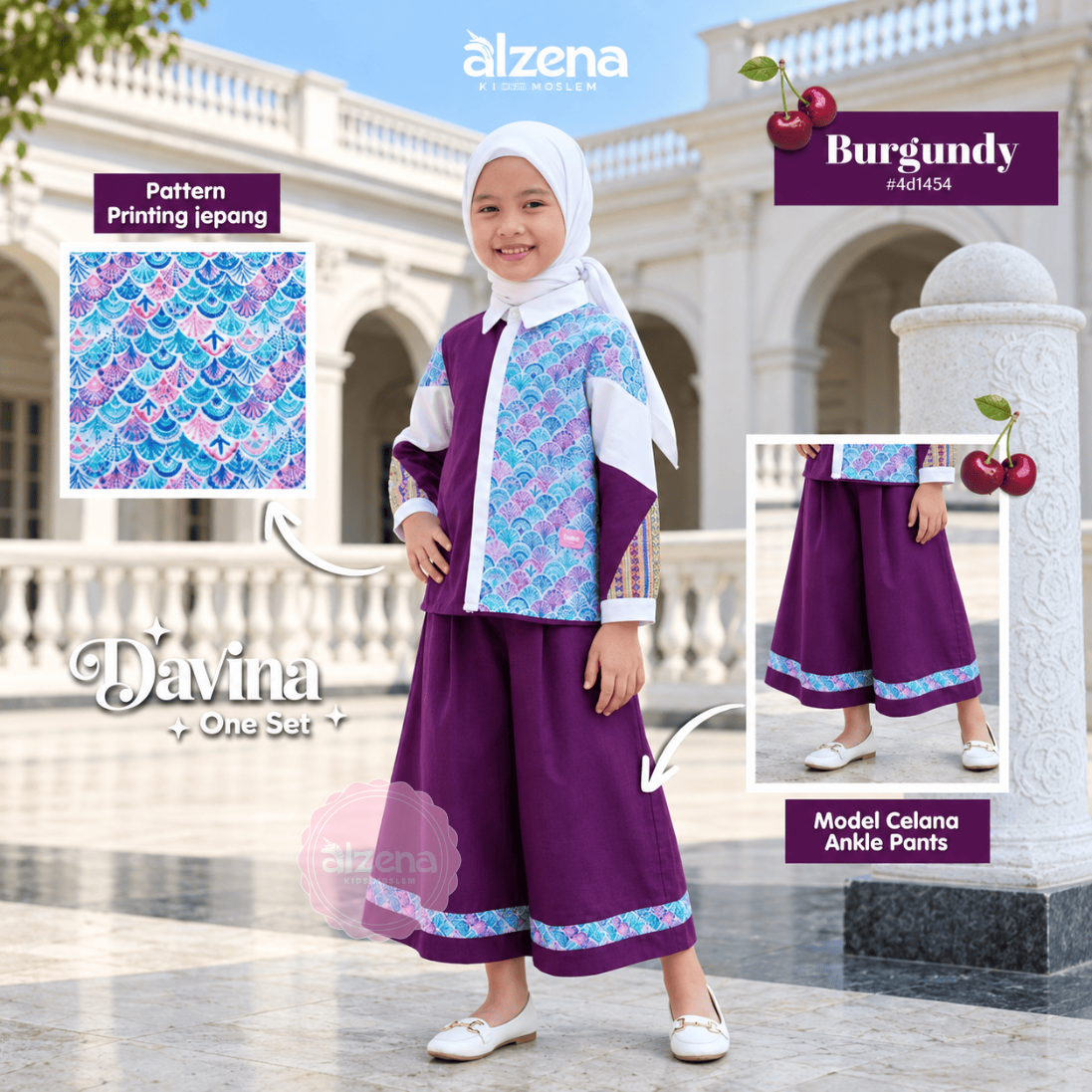 Davina One Set – Baju Muslim Anak Perempuan Model Terbaru By Alzena Kids Moslem