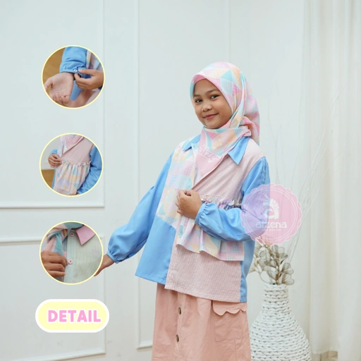 Image of 𝐀𝐥𝐳𝐞𝐧𝐚 𝐊𝐢𝐝𝐬 - Atasan Kemeja Anak Perempuan Elisa Series