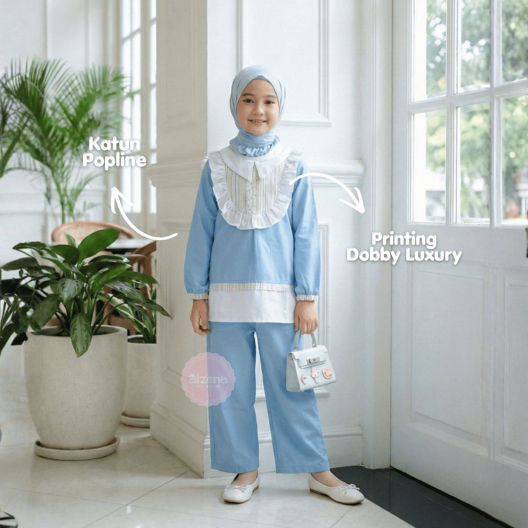 𝐀𝐥𝐳𝐞𝐧𝐚 𝐊𝐢𝐝𝐬 - Gamis Anak Perempuan Katun 2 - 14 Tahun Mikayla One Set