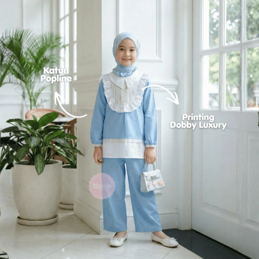 Image of 𝐀𝐥𝐳𝐞𝐧𝐚 𝐊𝐢𝐝𝐬 - Gamis Anak Perempuan Katun 2 - 14 Tahun Mikayla One Set