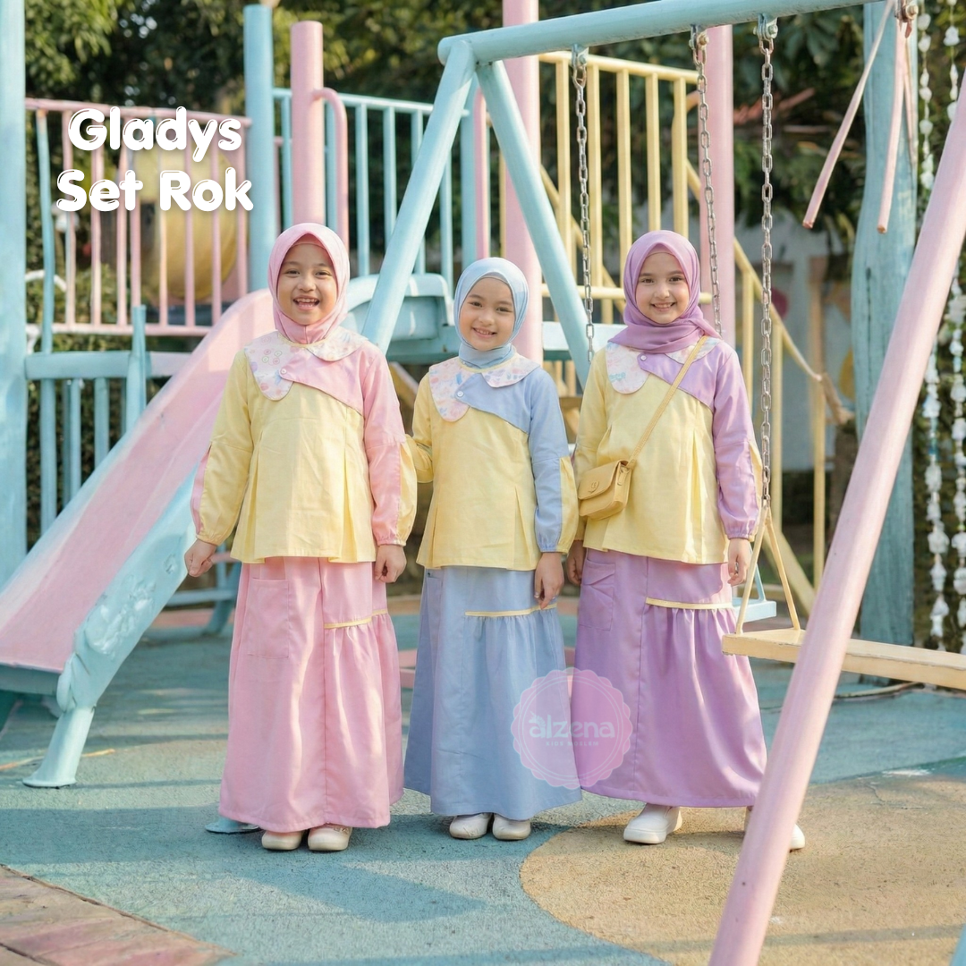 Set Rok Muslim Anak Perempuan Gladys By Alzena Kids Moslem