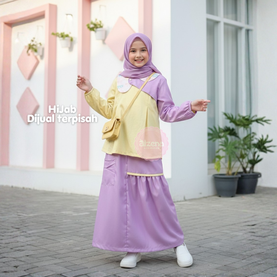 Set Rok Muslim Anak Perempuan Gladys By Alzena Kids Moslem