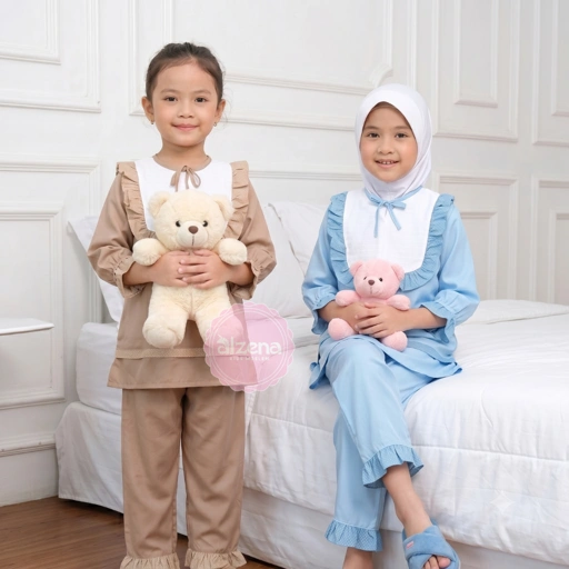 Image of Piyama Anak Perempuan Trendy 2026 Ririn | Setelan Tidur Anak Muslim Korean Style By Alzena Kids Moslem