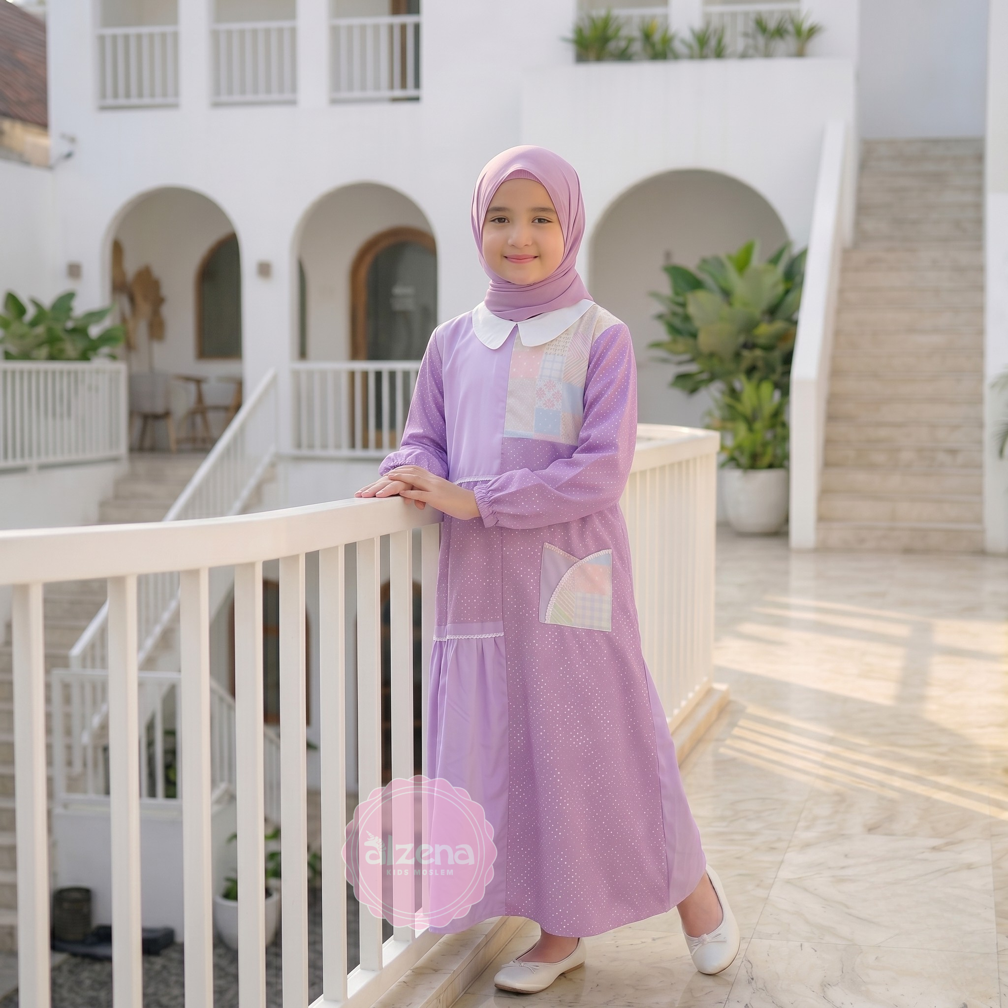 Gamis Anak Perempuan Premium Cotton Jepang Binar Dress By Alzena Kids Moslem