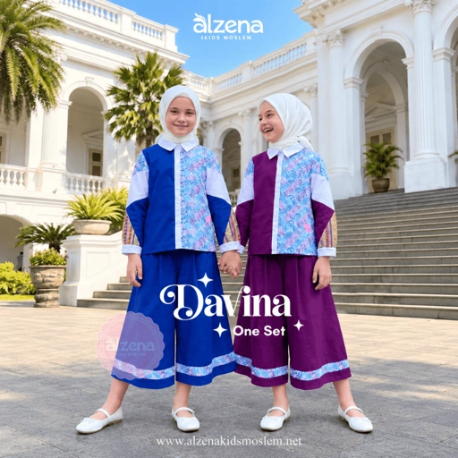 Davina One Set – Baju Muslim Anak Perempuan Model Terbaru By Alzena Kids Moslem