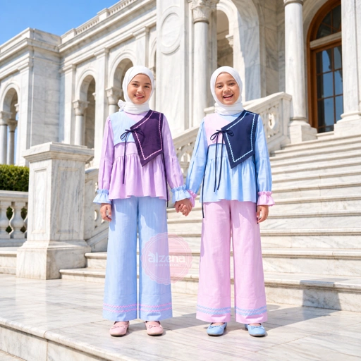 Jihan One Set – Baju Muslim Anak Perempuan Lucu, Elegan & Kekinian By Alzena Kids Moslem