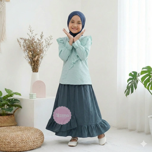 Image of Setelan Rok Baju Muslim Anak Perempuan Modern Vania By Alzena Kids Moslem