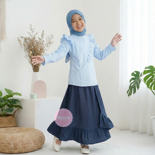 Image of Setelan Rok Baju Muslim Anak Perempuan Modern Vania By Alzena Kids Moslem