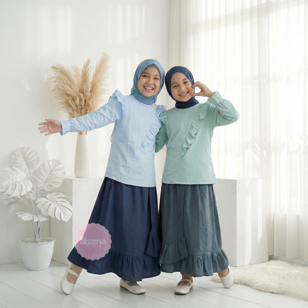 Setelan Rok Baju Muslim Anak Perempuan Modern Vania By Alzena Kids Moslem