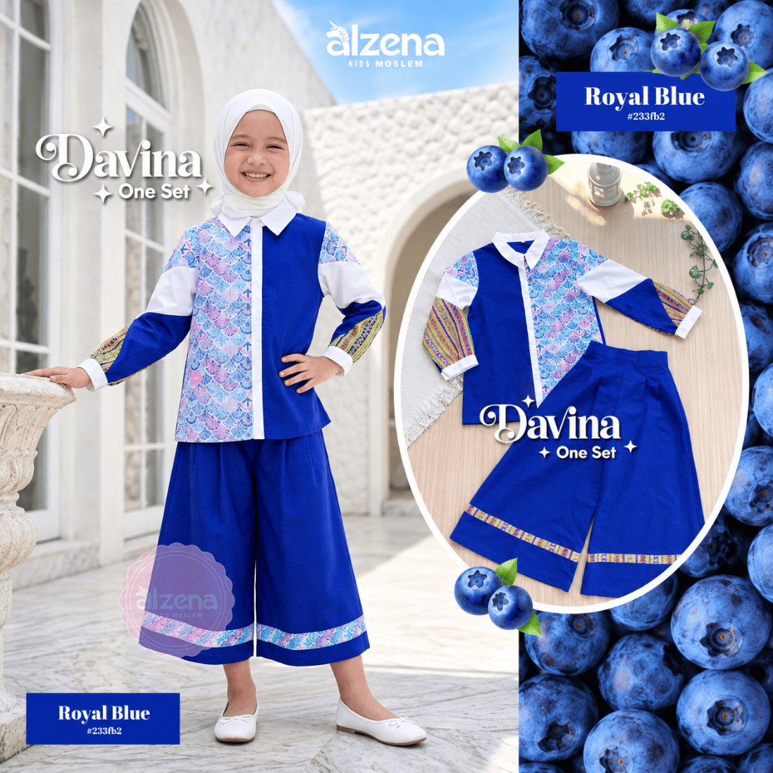 Davina One Set – Baju Muslim Anak Perempuan Model Terbaru By Alzena Kids Moslem