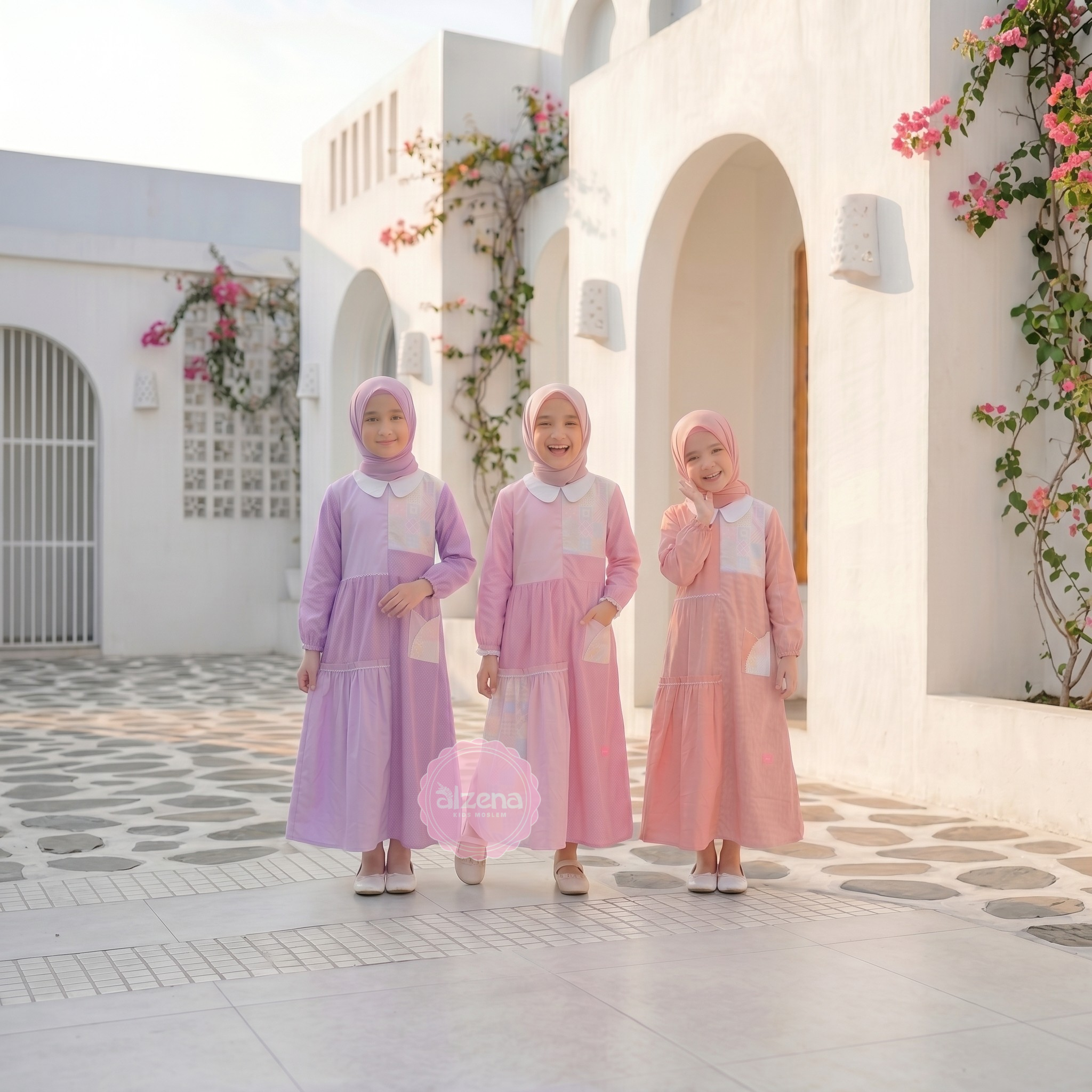 Gamis Anak Perempuan Premium Cotton Jepang Binar Dress By Alzena Kids Moslem