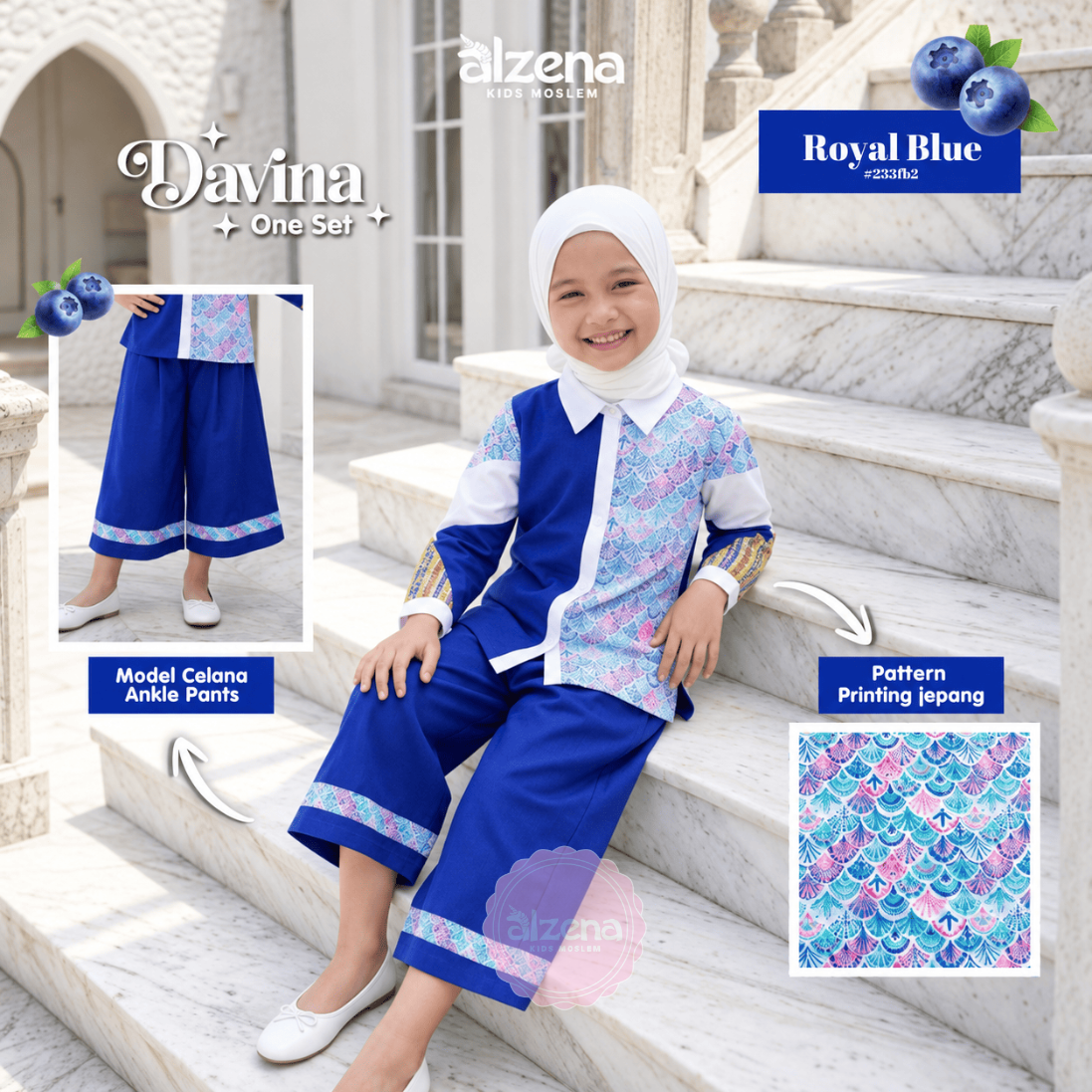 Davina One Set – Baju Muslim Anak Perempuan Model Terbaru By Alzena Kids Moslem