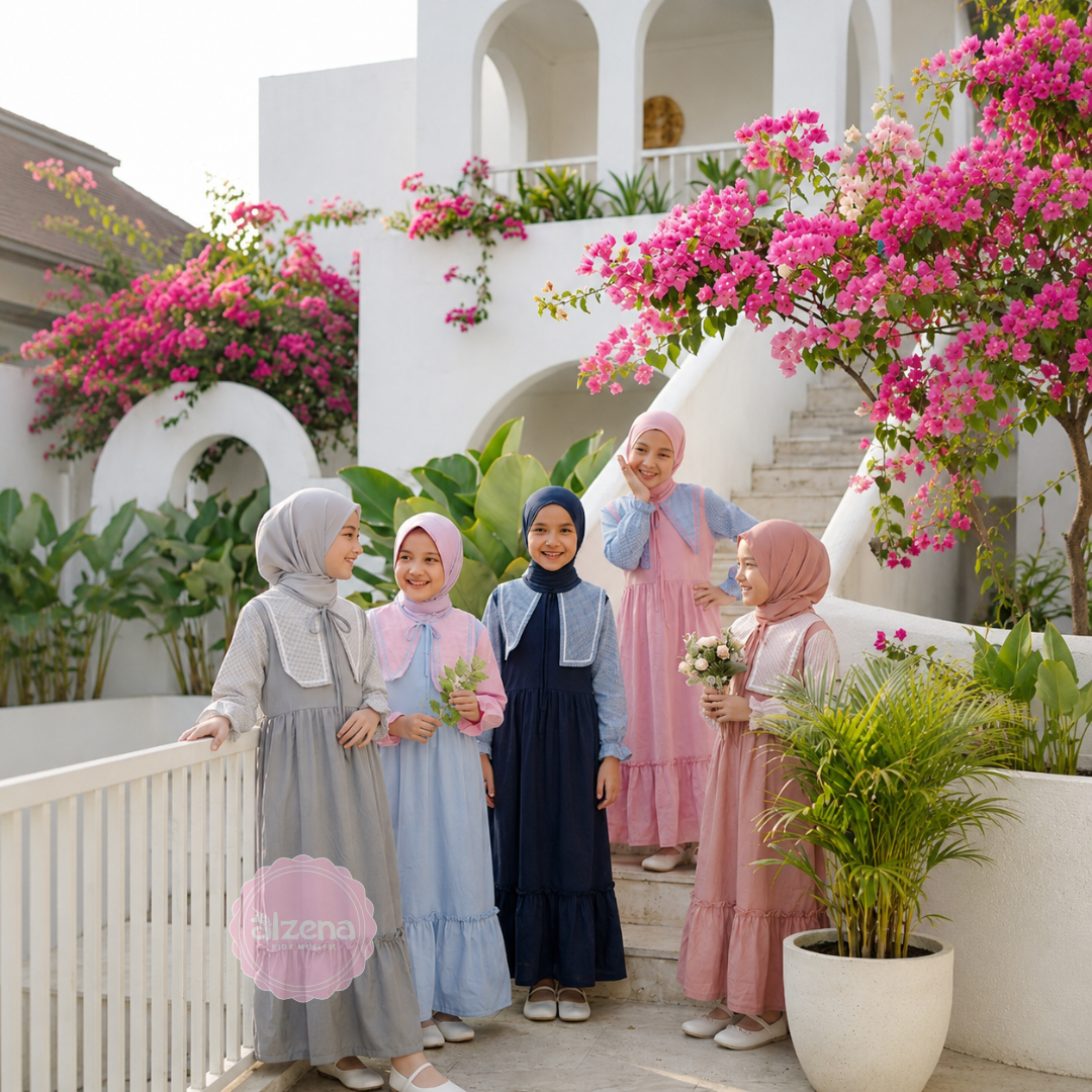 Gamis Anak Perempuan Premium Pastel Series Karin By Alzena Kids Moslem