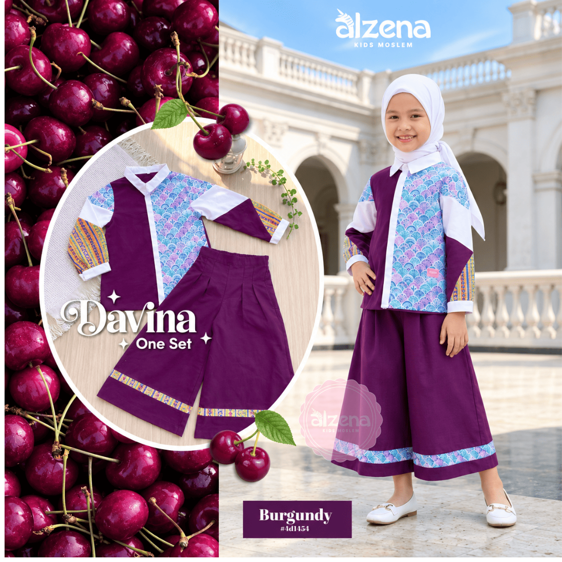 Davina One Set – Baju Muslim Anak Perempuan Model Terbaru By Alzena Kids Moslem