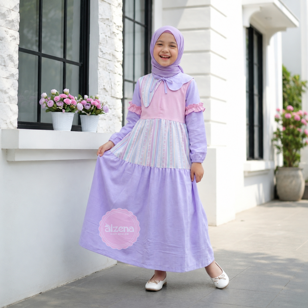 Gamis Anak Perempuan Premium Pastel Series Syakilla By Alzena Kids Moslem