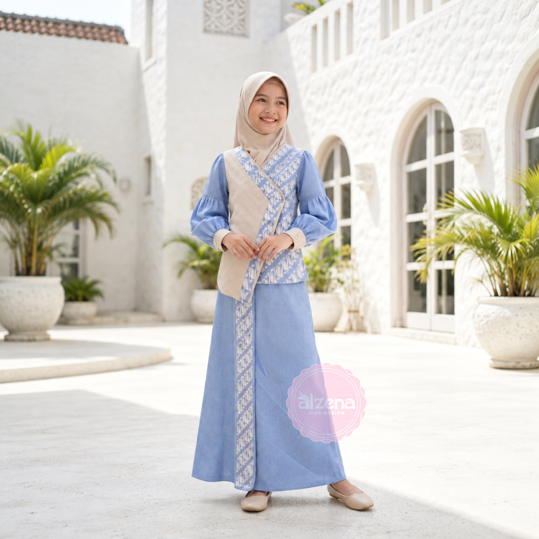 Setelan Batik Anak Perempuan | Baju Muslim Anak Kekinian – Batik Roreng By Alzena Kids Moslem