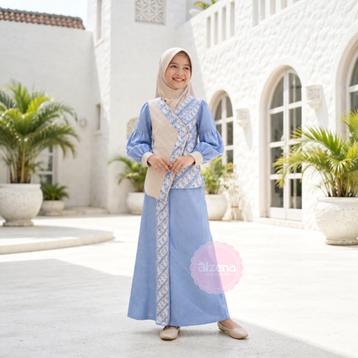 Setelan Batik Anak Perempuan | Baju Muslim Anak Kekinian – Batik Roreng By Alzena Kids Moslem