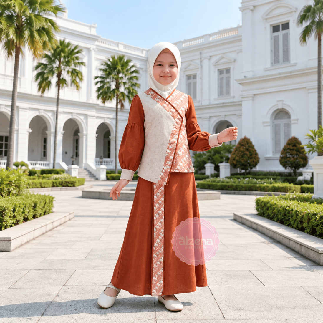 Setelan Batik Anak Perempuan | Baju Muslim Anak Kekinian – Batik Roreng By Alzena Kids Moslem