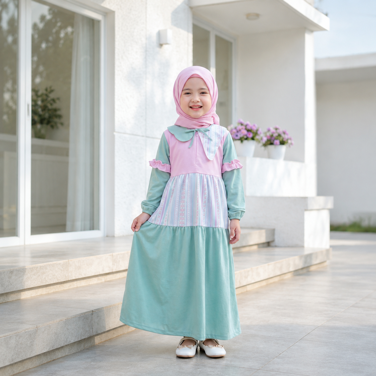 Gamis Anak Perempuan Premium Pastel Series Syakilla By Alzena Kids Moslem