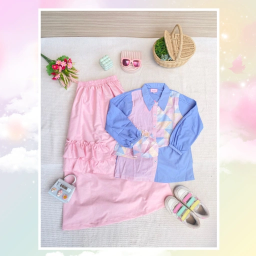 Image of Harga Hemat! Baju Setelan Anak Perempuan Kemeja & Rok - Cuma Rp 155rb