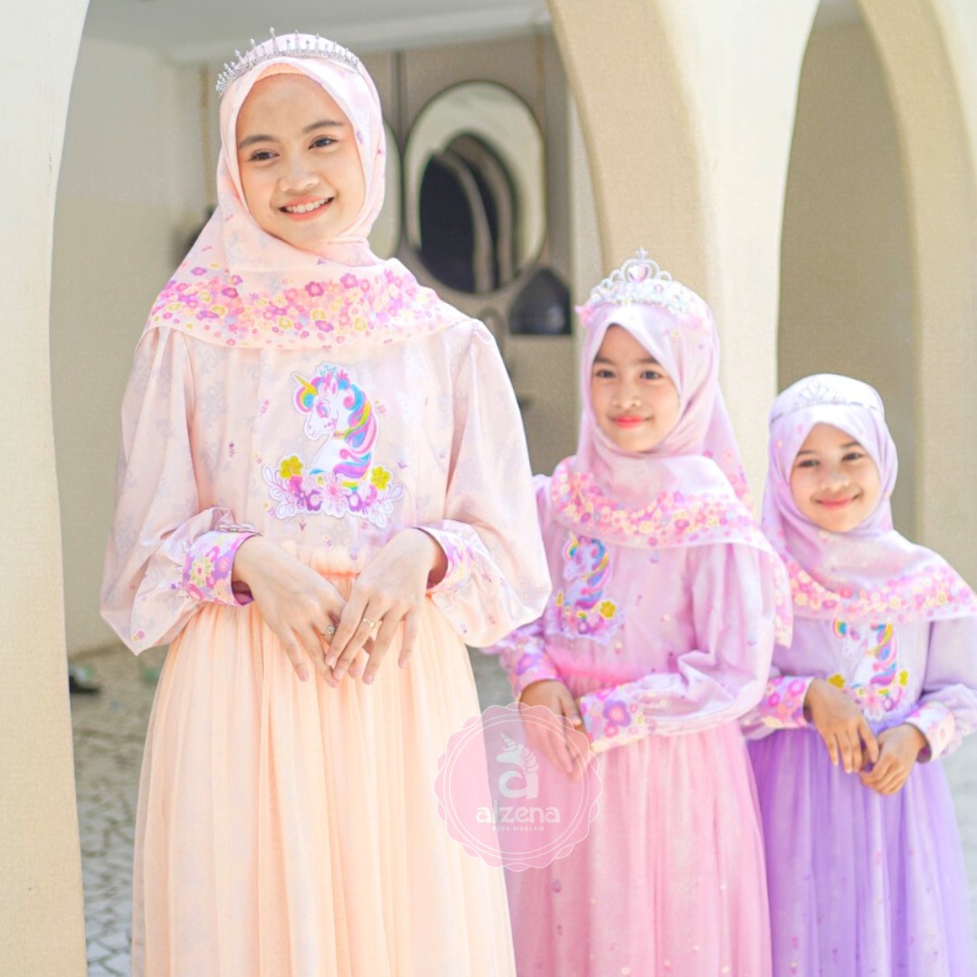 𝐀𝐥𝐳𝐞𝐧𝐚 𝐊𝐢𝐝𝐬 - Dress Baju Muslim Anak Perempuan Dress Aurora 2 - 14 Tahun
