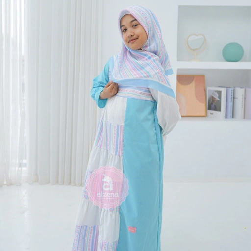 Image of 𝐀𝐥𝐳𝐞𝐧𝐚 𝐊𝐢𝐝𝐬 -  Baju Muslim Anak Perempuan Katun Belvia 2 - 14 Tahun