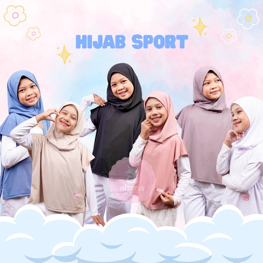 𝐀𝐥𝐳𝐞𝐧𝐚 𝐊𝐢𝐝𝐬 - Hijab Sport Anak Perempuan Jilbab Jersey Premium Series