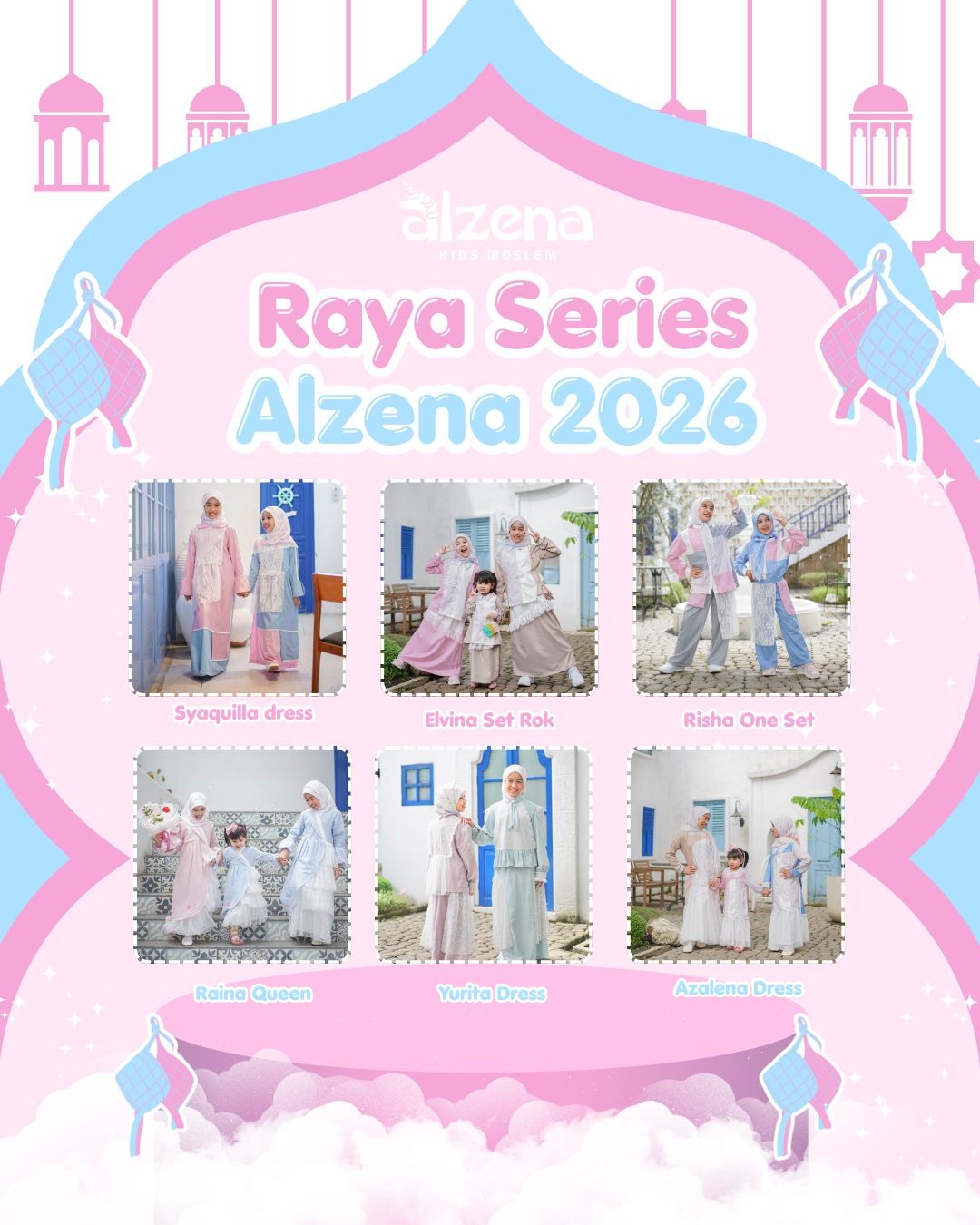 Pre Order Baju Raya Anak Muslim 2026 | Raya Series Dress Azalena By Alzena Kids Moslem