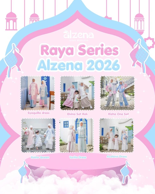 Image of Pre Order Baju Raya Anak Muslim 2026 | Raya Series Dress Azalena By Alzena Kids Moslem