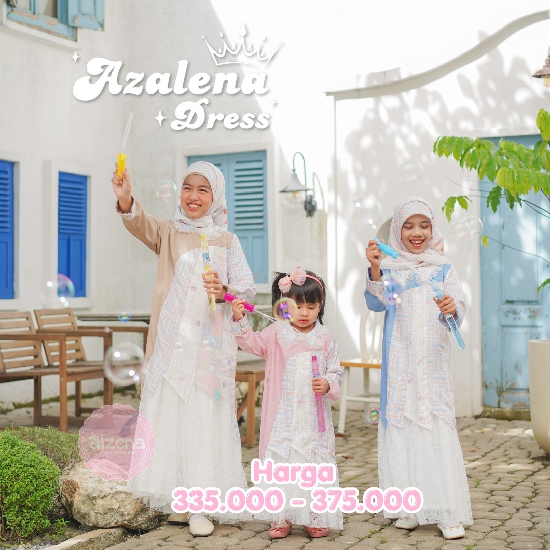 Pre Order Baju Raya Anak Muslim 2026 | Raya Series Dress Azalena By Alzena Kids Moslem