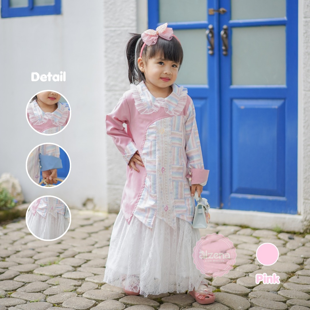 Pre Order Baju Raya Anak Muslim 2026 | Raya Series Dress Azalena By Alzena Kids Moslem