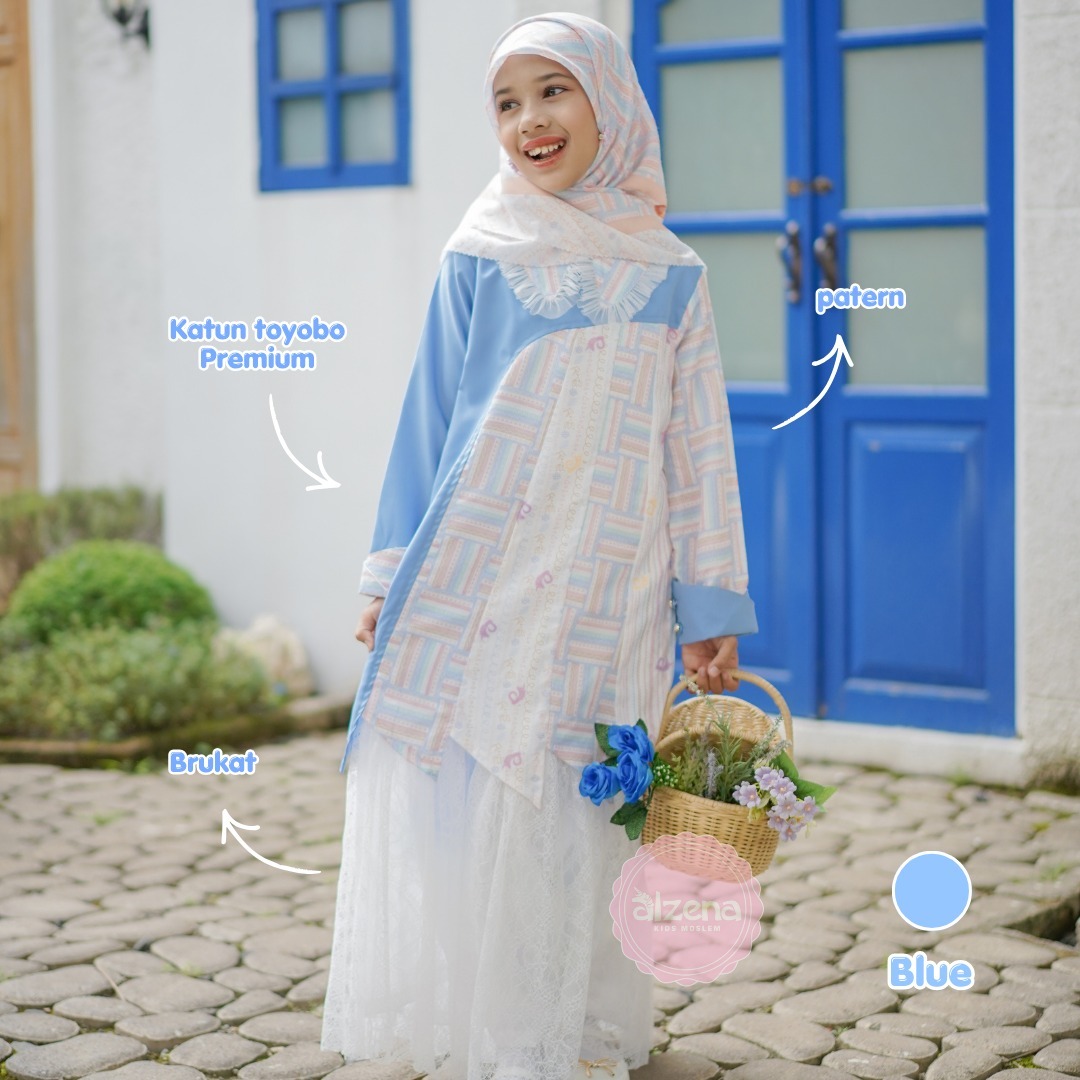 Pre Order Baju Raya Anak Muslim 2026 | Raya Series Dress Azalena By Alzena Kids Moslem