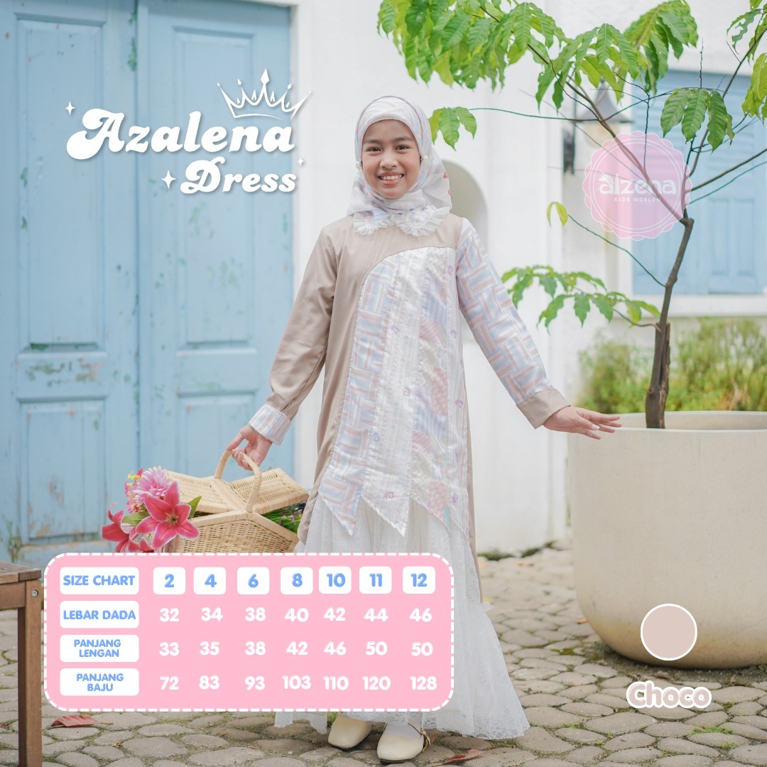 Pre Order Baju Raya Anak Muslim 2026 | Raya Series Dress Azalena By Alzena Kids Moslem
