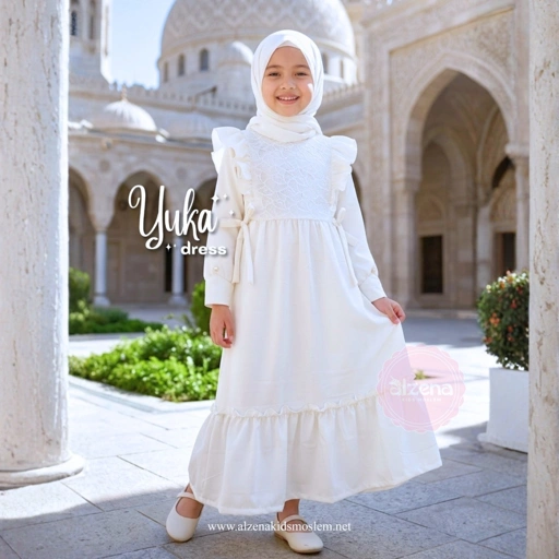 Dress Muslim Gamis Anak Perempuan Putih Yuka Series By Alzena Kids Moslem