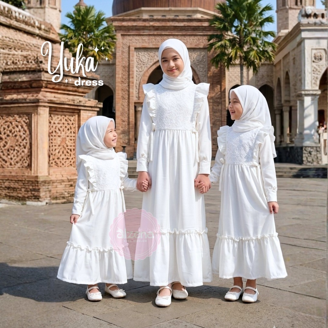 Dress Muslim Gamis Anak Perempuan Putih Yuka Series By Alzena Kids Moslem