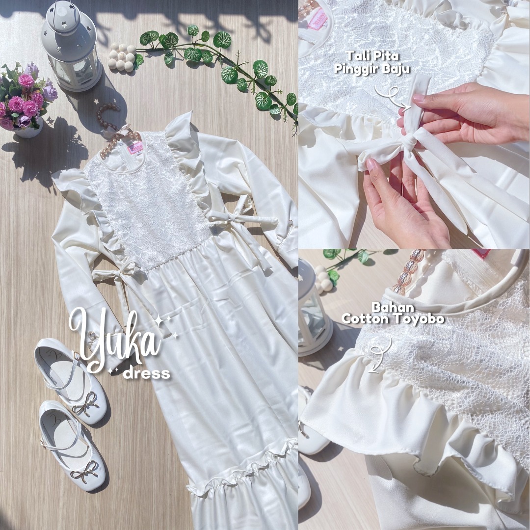 Dress Muslim Gamis Anak Perempuan Putih Yuka Series By Alzena Kids Moslem