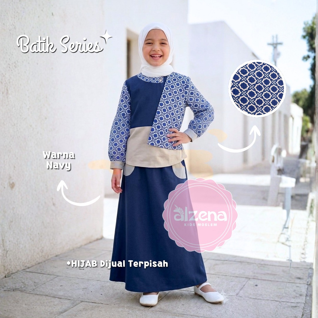 Baju Muslim Anak Perempuan Premium Batik dengan Desain Modern dan Elegan