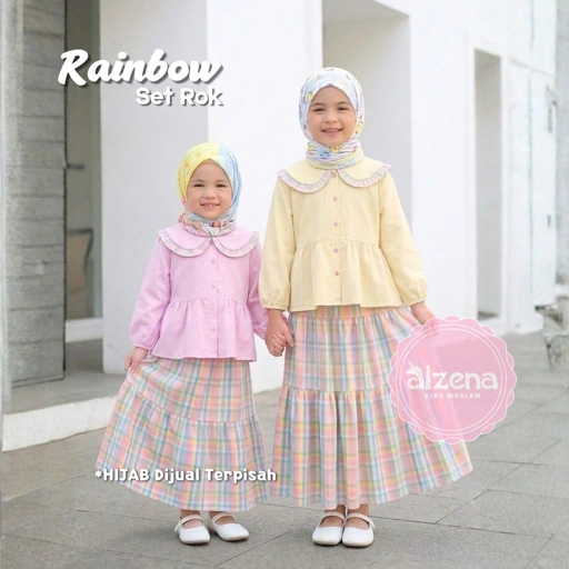 Rainbow Set Rok Anak Perempuan Premium By Alzena Kids Moslem