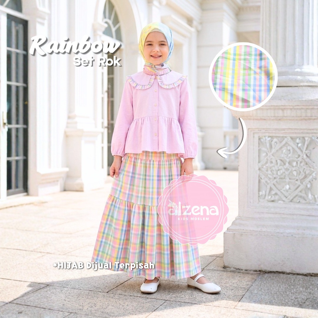 Rainbow Set Rok Anak Perempuan Premium By Alzena Kids Moslem