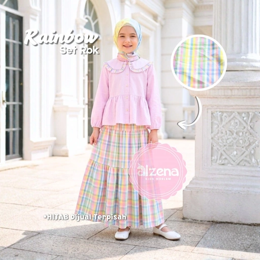 Rainbow Set Rok Anak Perempuan Premium By Alzena Kids Moslem