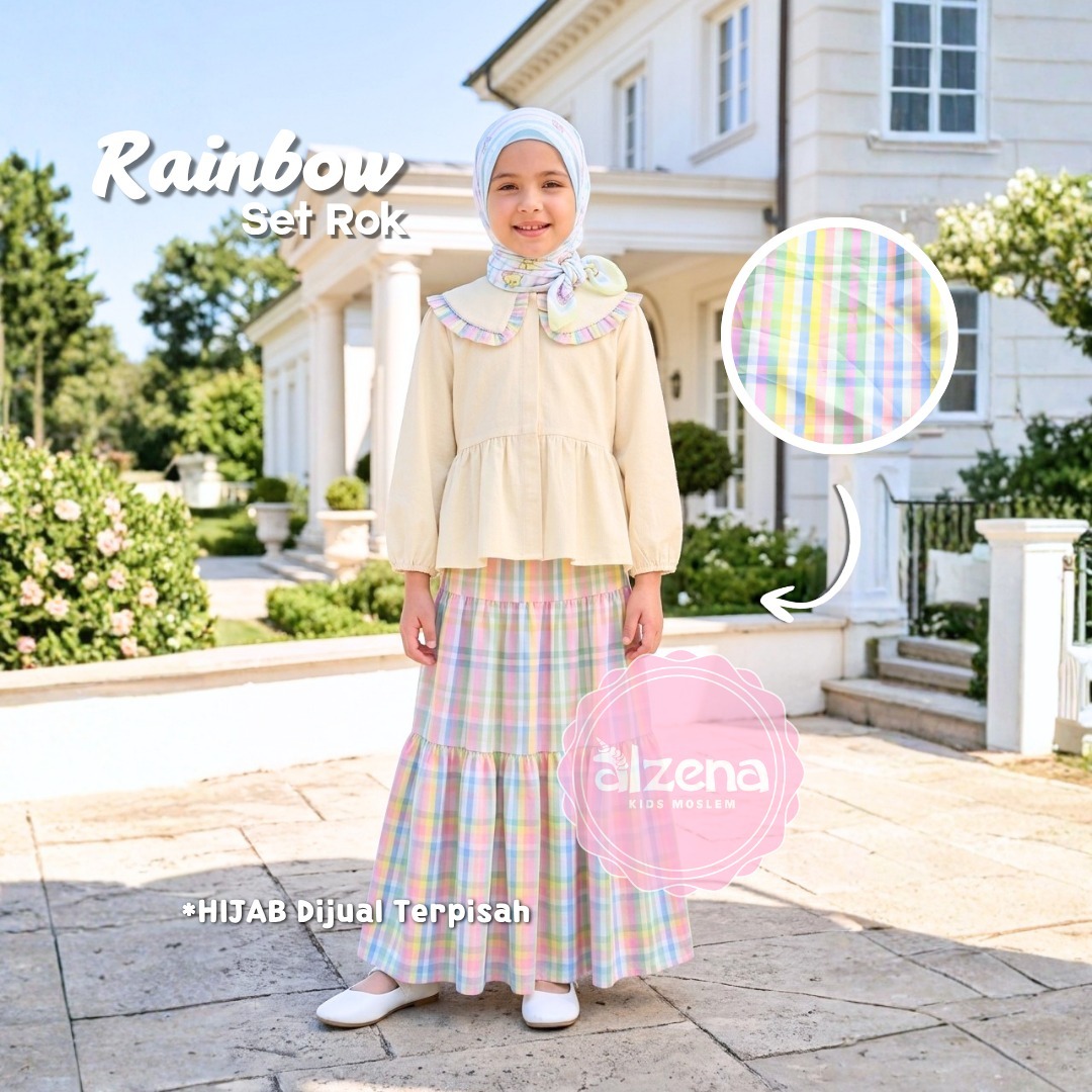 Rainbow Set Rok Anak Perempuan Premium By Alzena Kids Moslem