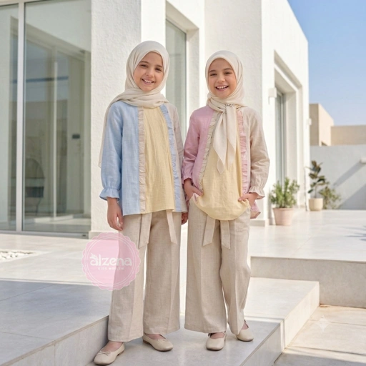 Image of Setelan Muslim Anak Perempuan Premium Angel Linen Hillary By Alzena Kids Moslem