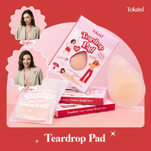 Image of TOKAED Teardrop Pad | Self Adhesive Nipple Pad Reusable Washable Nipple Cover Sweatproof Gentle Lift