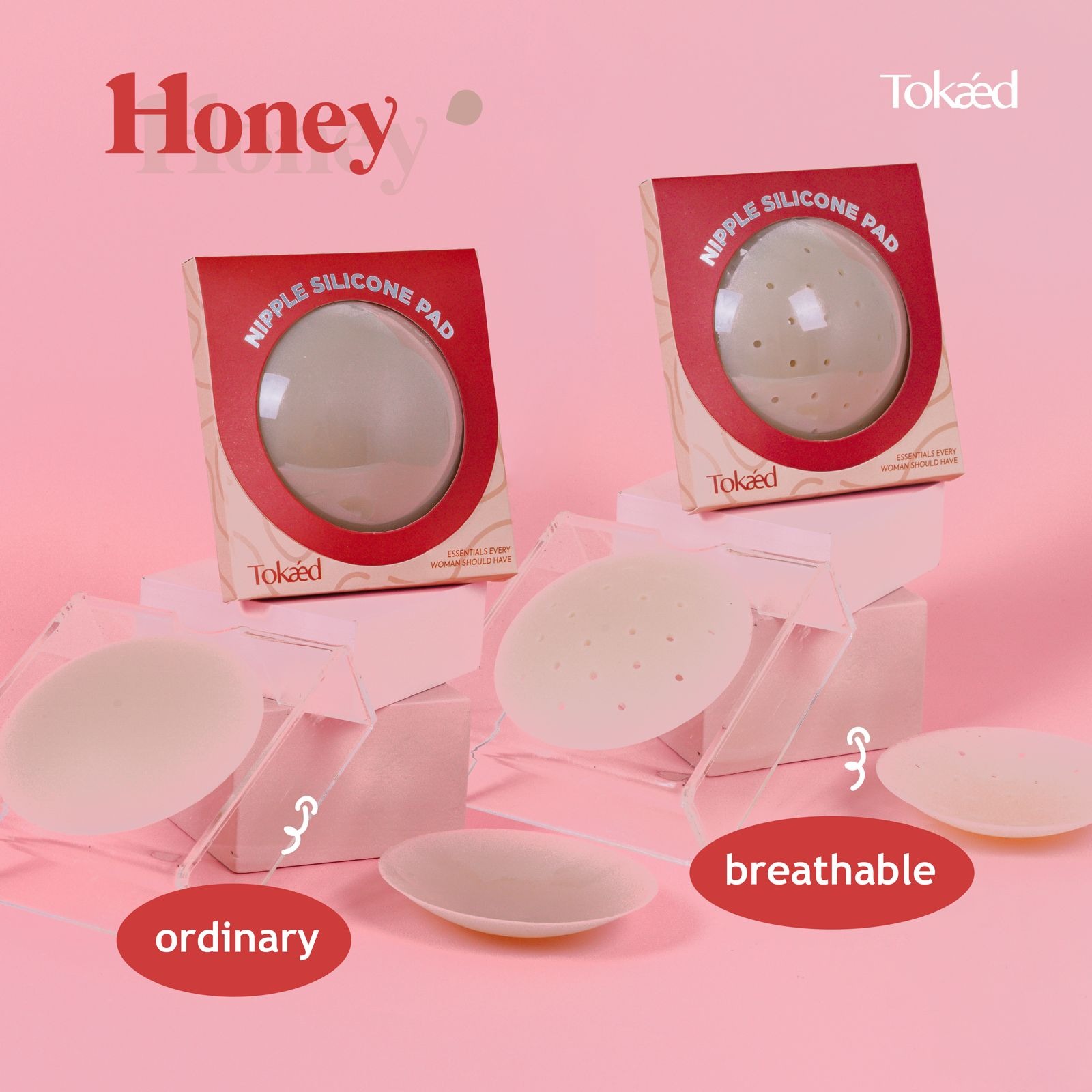 TOKAED Nipple Silicone Pad | Self adhesive nipple pad reusable washable nipple cover sweatproof