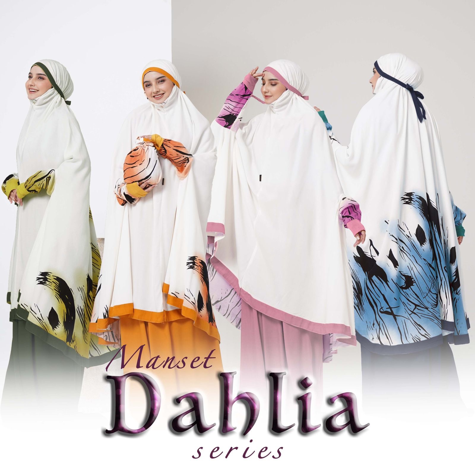 Atas Bawah Berlengan Motif Abstract Manset