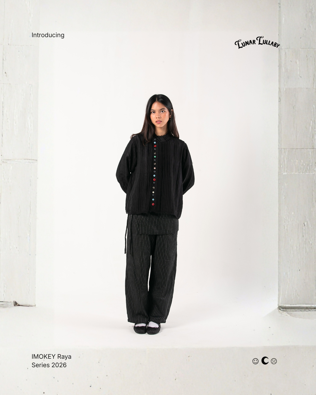 IMOKEY Laila Blouse | Blouse Wanita Stripe Tencel | Outer Lebaran Raya