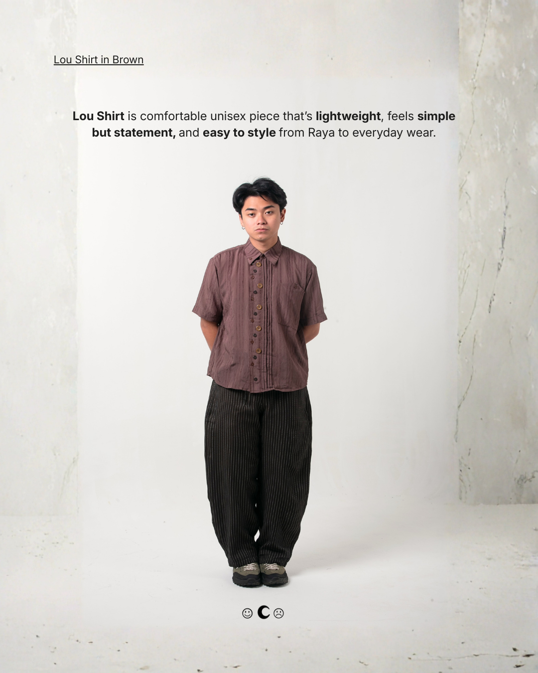 IMOKEY Lou Shirt | Kemeja Stripe Tencel | Lengan Pendek | Outfit Lebaran Raya