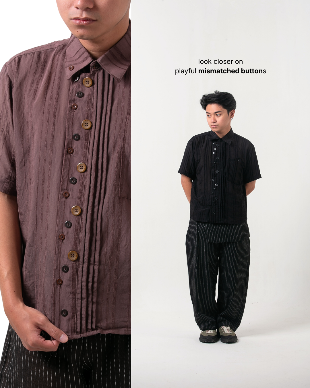 IMOKEY Lou Shirt | Kemeja Stripe Tencel | Lengan Pendek | Outfit Lebaran Raya
