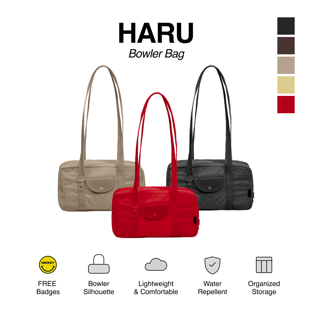 IMOKEY Haru Bowler Bag | Taslan Bowler Bag | Tas Wanita | Tas Lucu