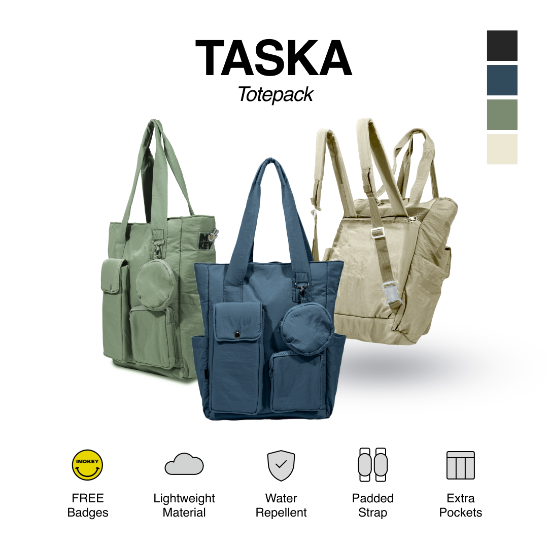 IMOKEY Taska Totepack - Laptop Totebag dan Backpack - Tas Wanita - Tas Pria - Tas Parasut - Totebag Pria - Totebag Wanita - Backpack Pria - Backpack Wanita